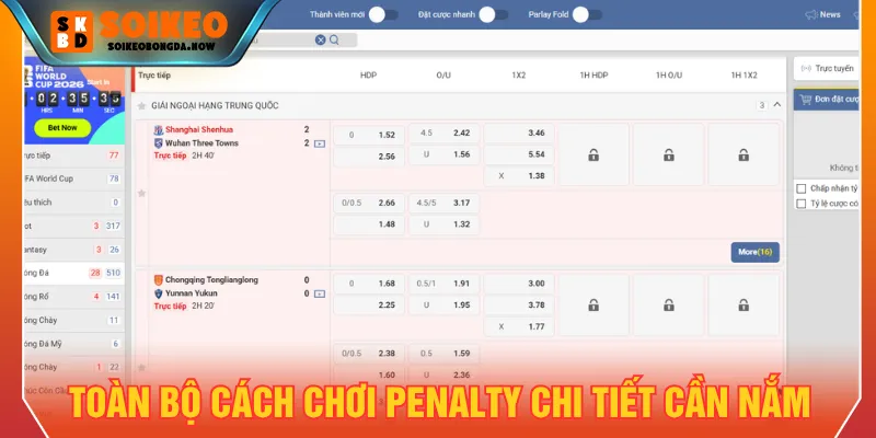 Nhiều kèo cược để người tham gia lựa chọn theo chiến lược